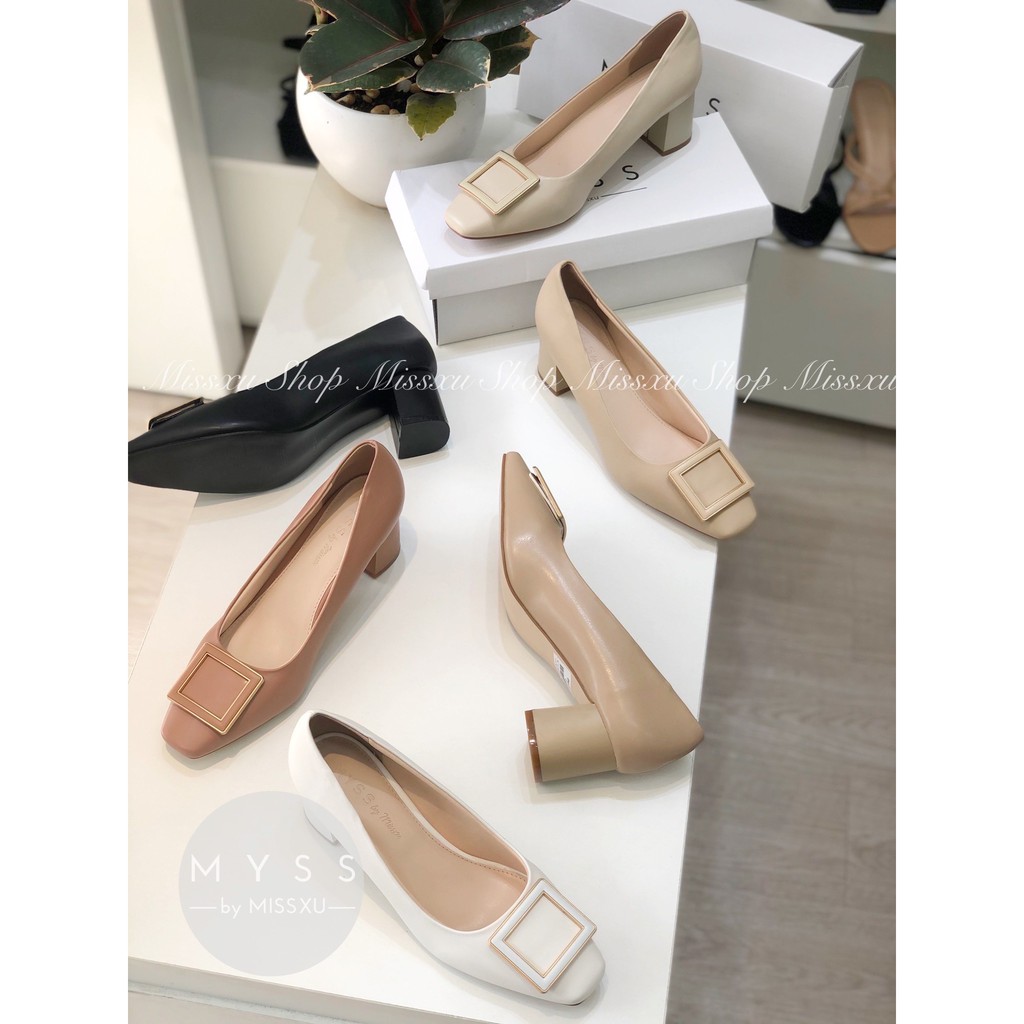 Giày nữ mũi vuông gót trụ 5cm cài khoen thời trang MYSS- CG174