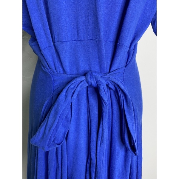 Đầm thun xanh cột nơ phía sau