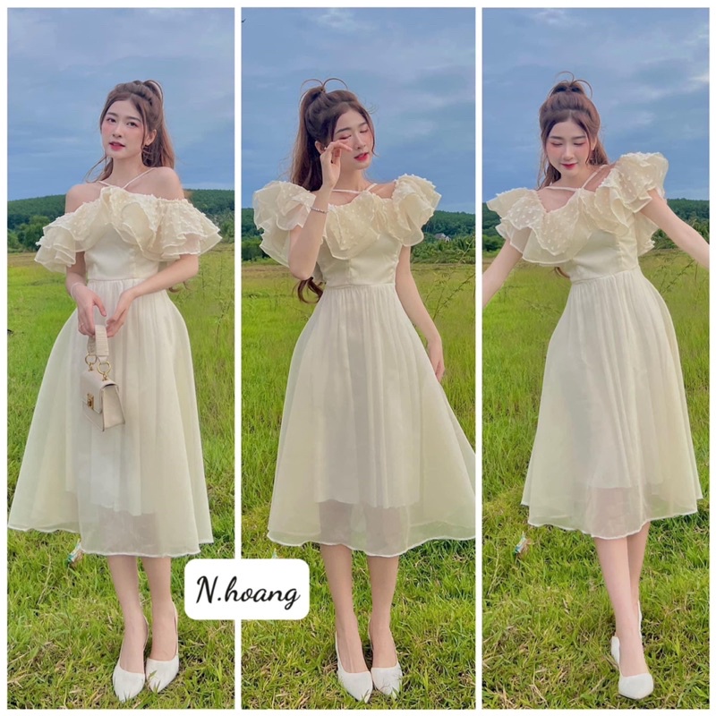 Váy voan be bệt vai