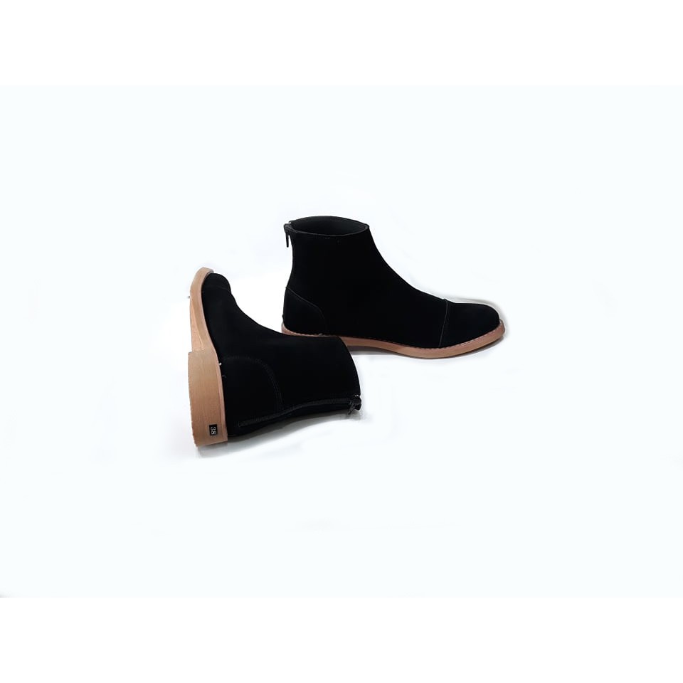 giày chelsea boot da lộn khóa sau BKS01 (đen)