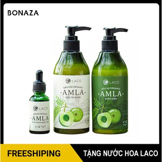 Bộ sản phẩm Dầu gội – Dầu xả – Serum Amla Laco chống rụng kích thích mọc tóc