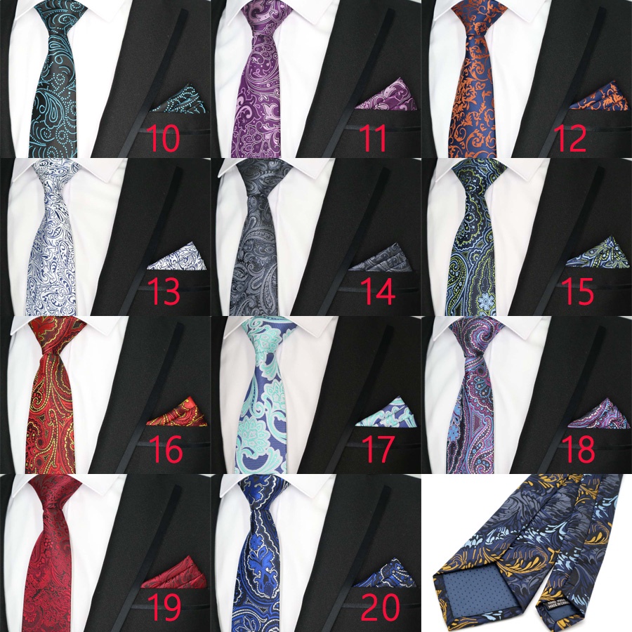 Cà Vạt Lụa 100% Kèm Khăn Tay Thời Trang Lịch Lãm Cho Nam