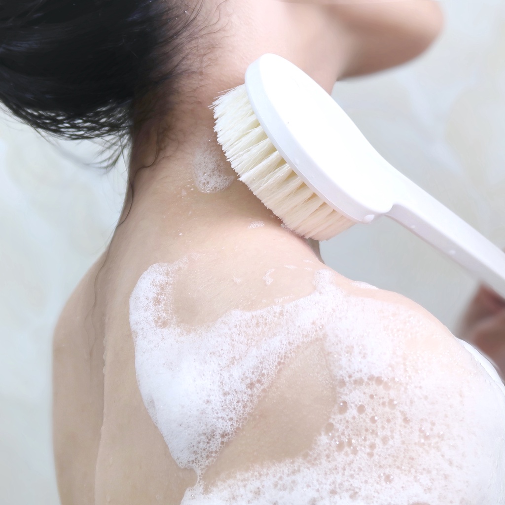 Everbab Bàn Chải Lông Mềm Cán Dài Dùng Để Tắm Chà Lưng