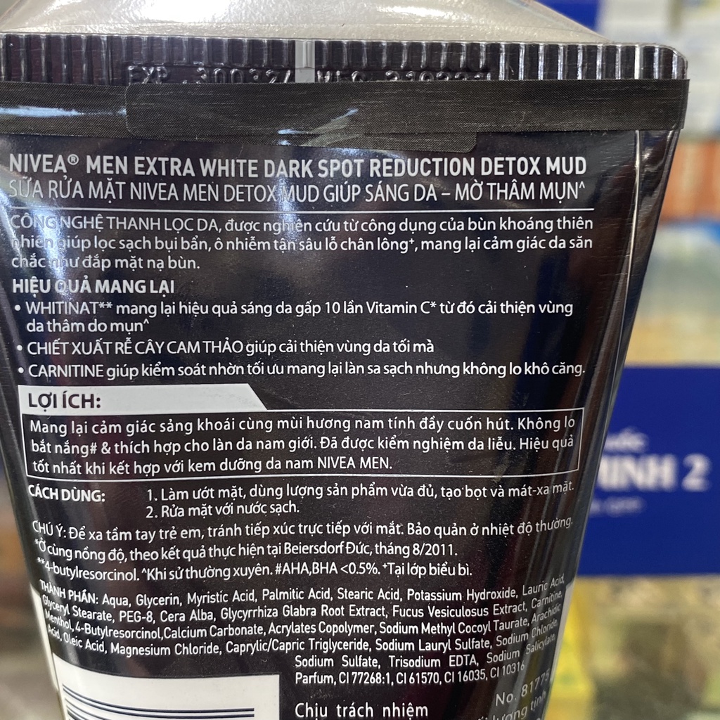 ✅ [Chính Hãng] Sữa rửa mặt Nivea men Detox Mud giúp sáng da - mờ thâm mụn