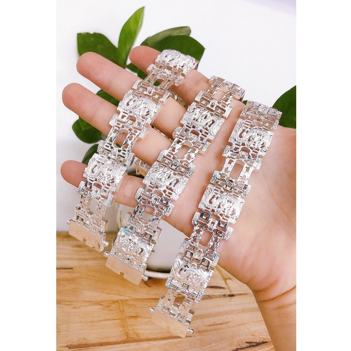 Lắc tay nam bạc - Vòng tay dân chơi loại to khóa chữ S Cao Cấp