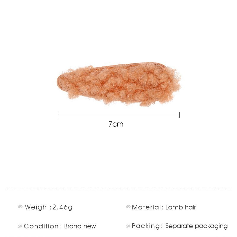 Kẹp tóc vải lông cừu màu trơn phong cách Hàn Quốc xinh xắn đáng yêu dành cho nữ