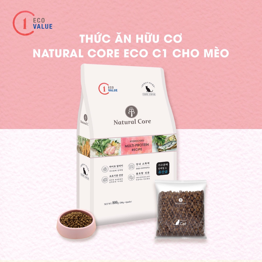 NATURAL CORE ECO C1 hạt mèo hữu cơ organic dinh dưỡng vượt trội 800gr