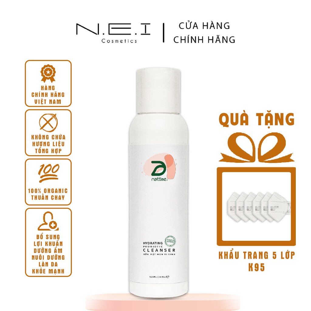 Sữa rửa mặt Thuần chay Men vi sinh NATTIME - Sữa rửa mặt lành tính - 120ml | BigBuy360 - bigbuy360.vn