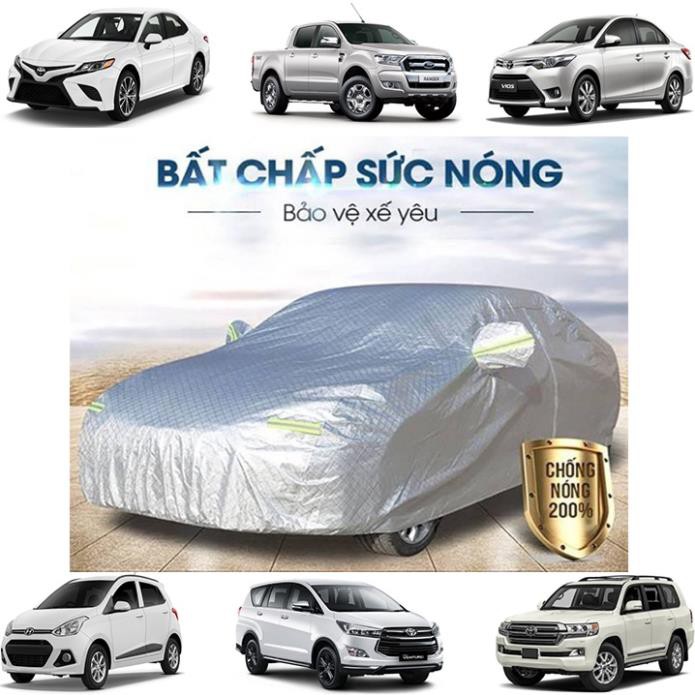 Bạt Phủ xe Ô Tô, Bạt phủ xe hơi - áo trùm che phủ xe hơi nhôm bạc 4 chỗ đến 7 chỗ, chống nóng mưa xước chống nước z