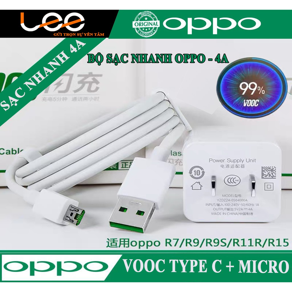 Bộ sạc nhanh vooc oppo 4A (Micro + Type C)