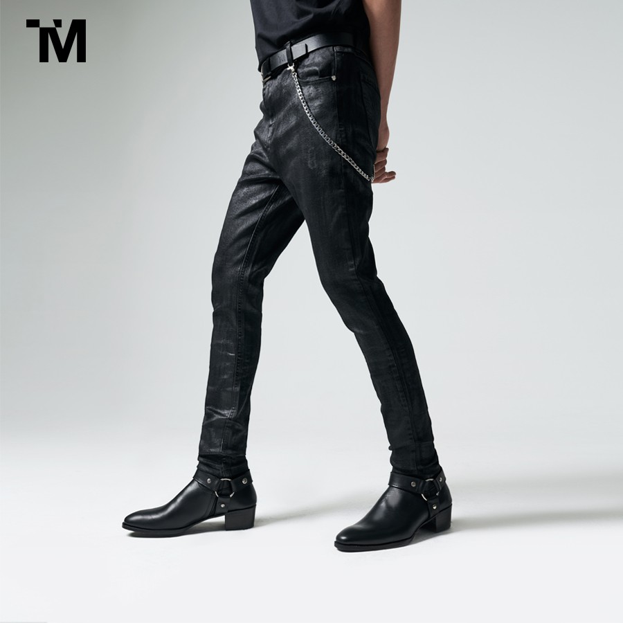 Quần Jeans Nam TARMOR Dáng Ôm Màu Đen Waxed Skinny Jeans In Waxed Black Denim