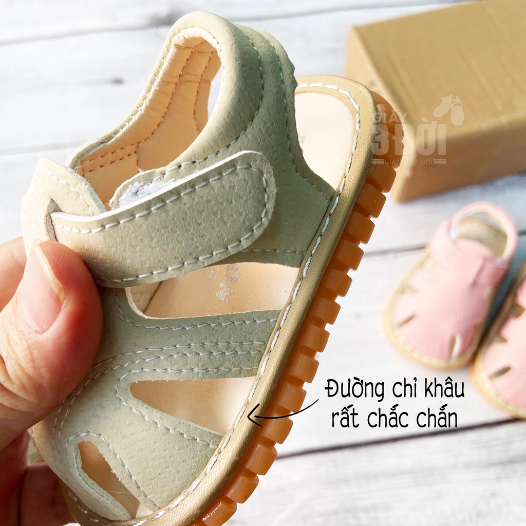 Sandal Giày Tập Đi Rọ Bé Trai Bé Gái Đế Êm Quai Mềm 3DG29 GIAY3DOI Lòng Dép 11.5-13.5 cm