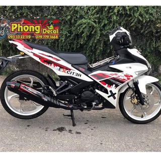 Tem rời ex 150 thành phố dán xe trắng phối đỏ