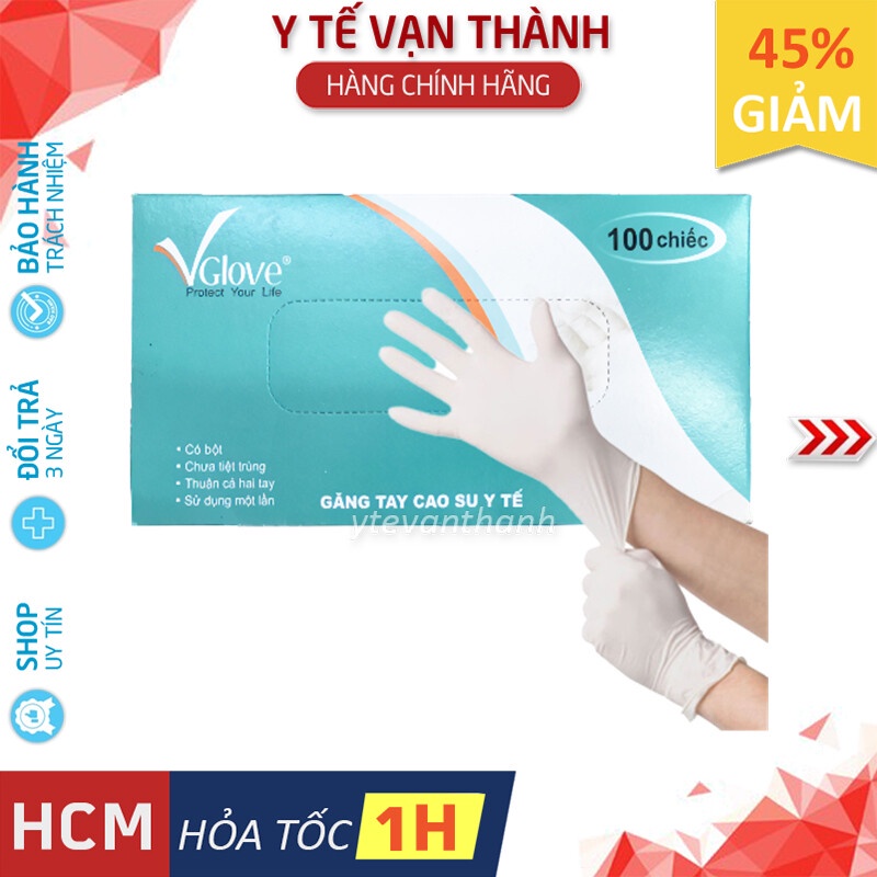 ✅ Găng Tay Y Tế (Có Bột)- Khải Hoàn VGlove (Hộp 50 đôi) -VT0185