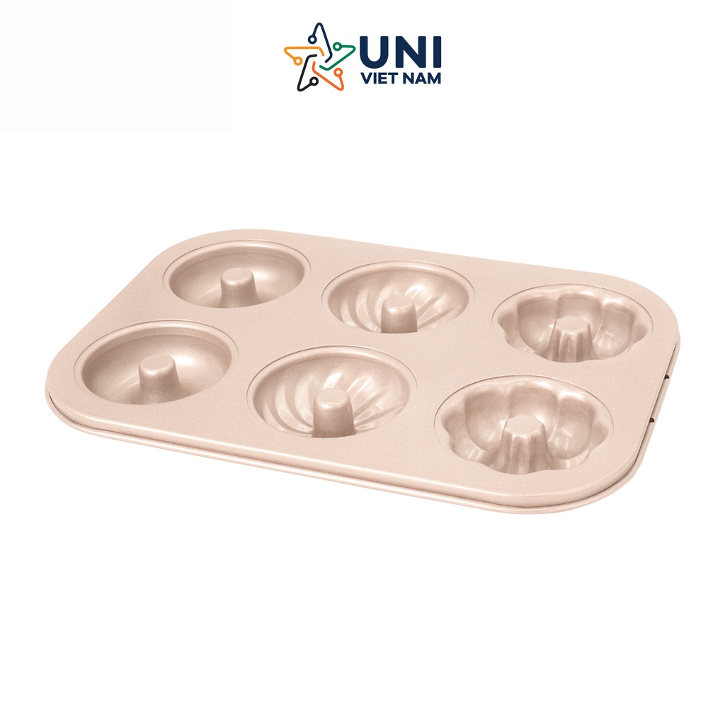 Khuôn nướng 6 bánh Donut hoa văn Unibaker MB832