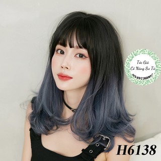 Tóc giả cả đầu xoăn đuôi màu omber cao cấp - Tặng lưới tóc