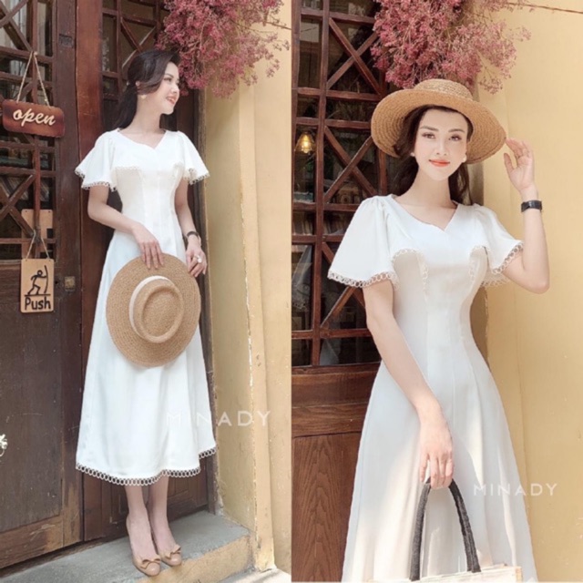 Đầm dự tiệc cổ tim viền ren 2 màu sang trọng | BigBuy360 - bigbuy360.vn