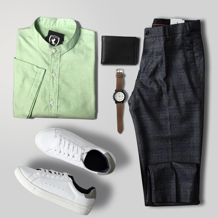 [Mã FAMALLT5 giảm 15% đơn 150K] Áo Sơ Mi Nam Vải Oxford Ngắn Tay Cổ Tàu KATUSCO - A2008 | BigBuy360 - bigbuy360.vn