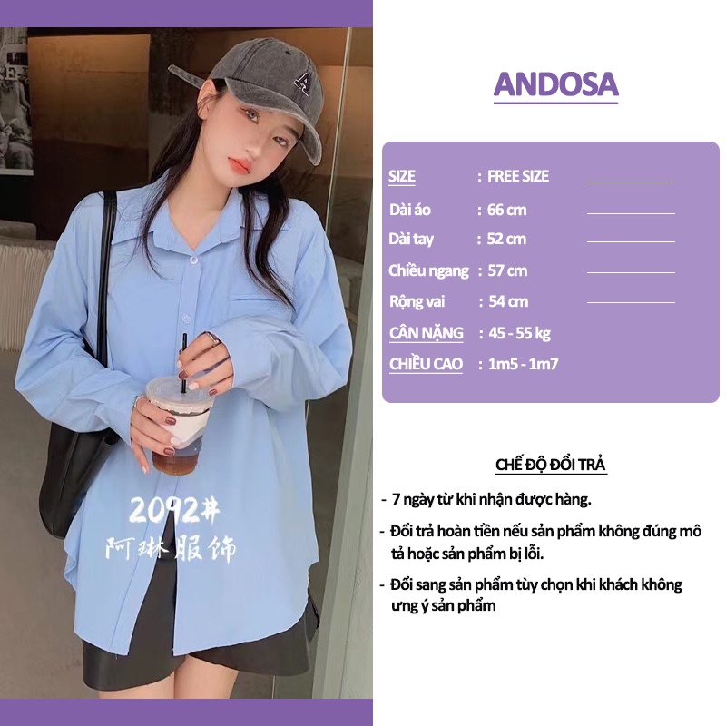 Áo sơ mi kiểu công sở nữ tay dài form rộng hàng Quảng Châu ANDOSA SM28