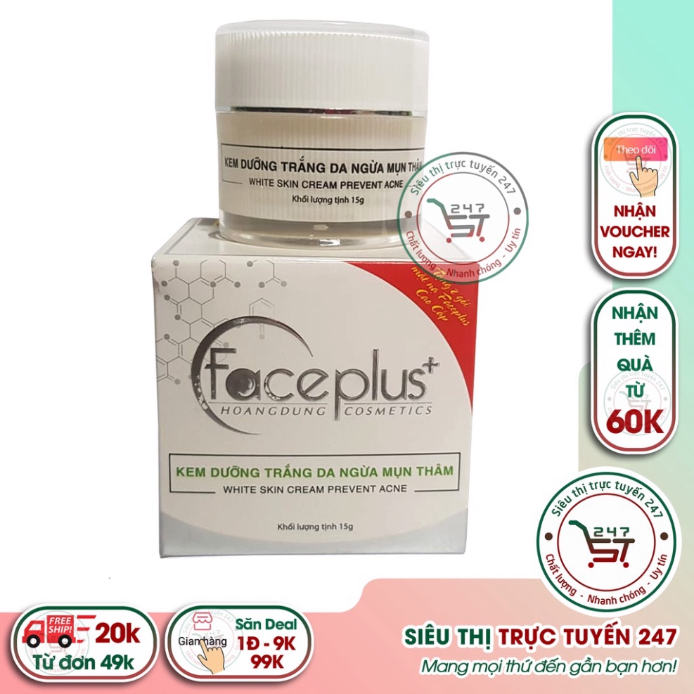 Kem dưỡng Trắng da mặt ngừa Mụn Thâm Se khít lỗ chân lông Face plus (trắng-xanh lá)