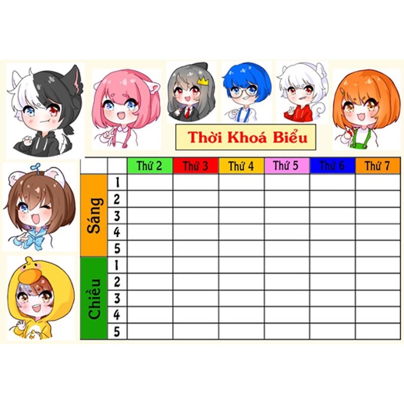 thời khoá biểu hero team 2 tấm