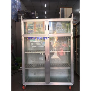 Tủ chén nhôm, tủ nhôm kính, tủ đựng bát dĩa TCND1014