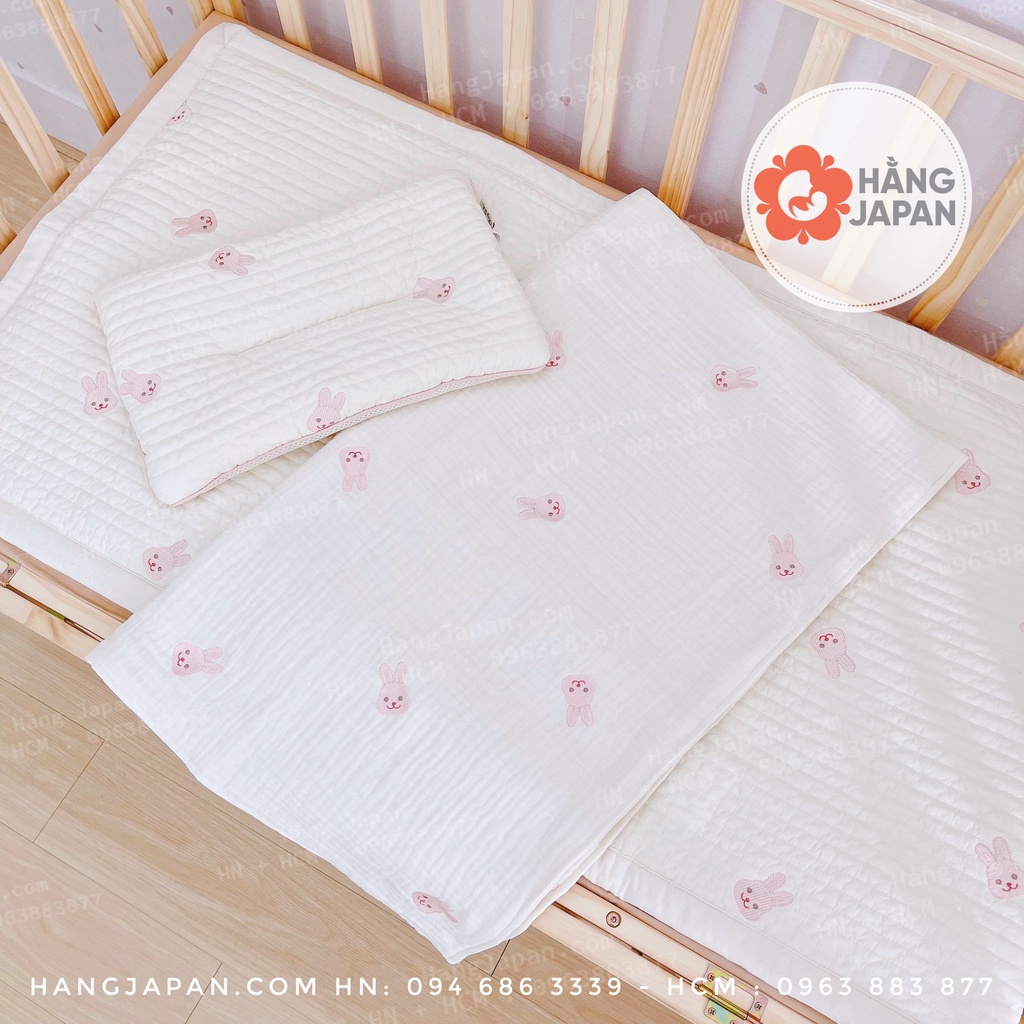 Chăn gạc vải xô 6 lớp Chezbebe thêu cho bé sử dụng 4 mùa chính hãng Hàn Quốc