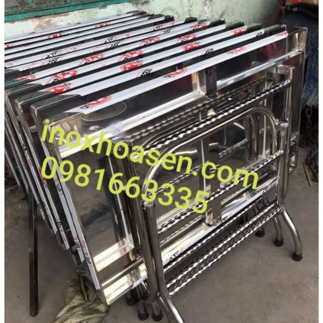 Bàn inox chữ nhật, ngang 60, dài 1m