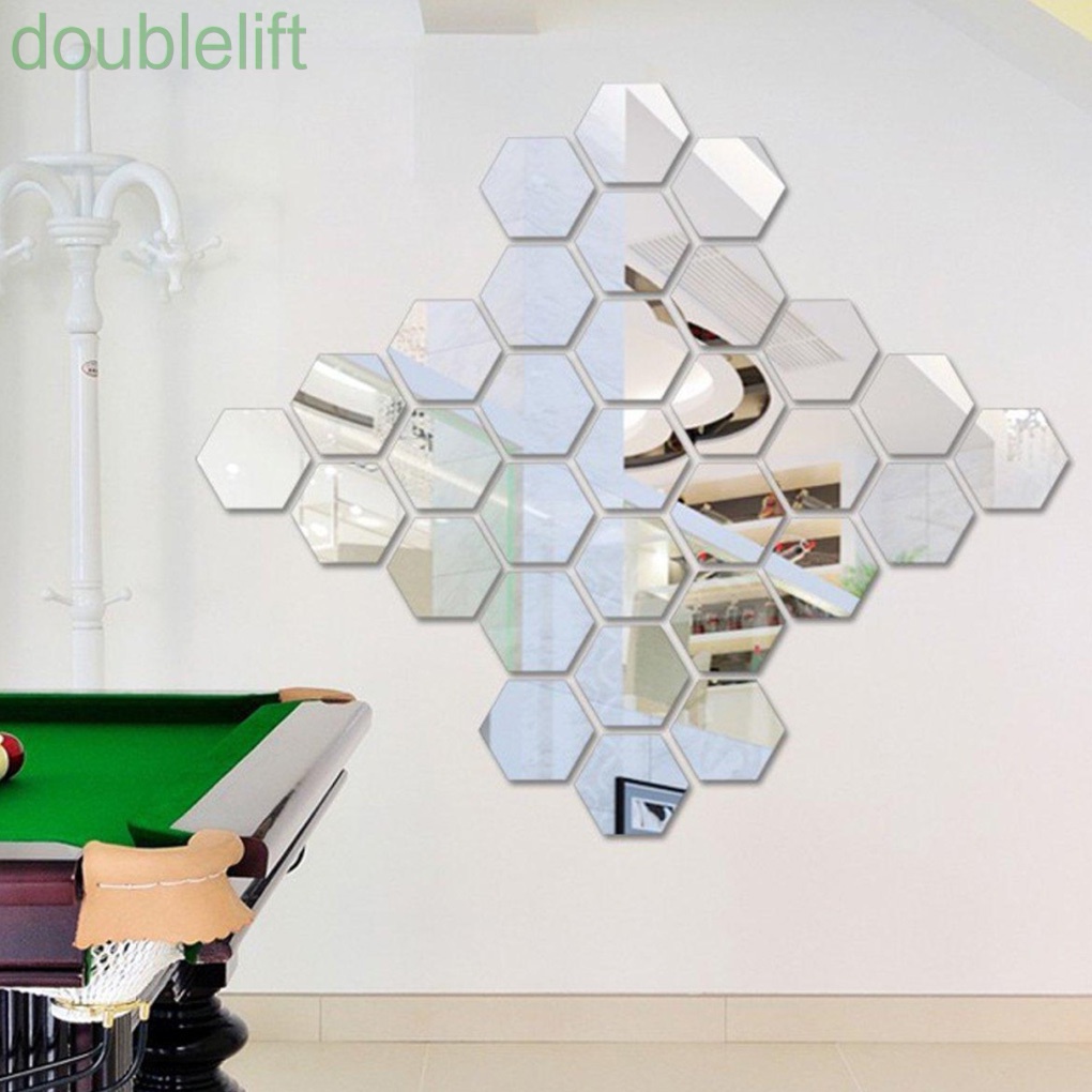 Set 12 miếng dán tường tráng gương hình lục giác độc đáo trang trí nhà cửa DIY