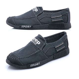 Giày nam- Giày lười JEEP vải Jean đơn giản