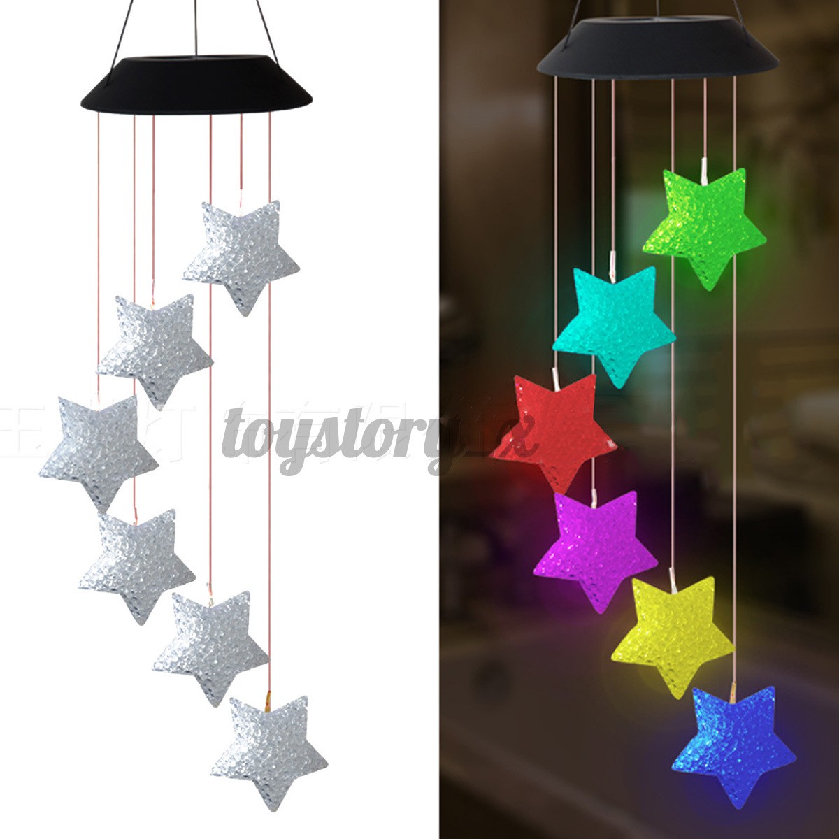 Chuông Gió Có Đèn Led Trang Trí Sân Vườn Đổi Màu Sử Dụng Năng Lượng Mặt Trời Với 6 Bóng