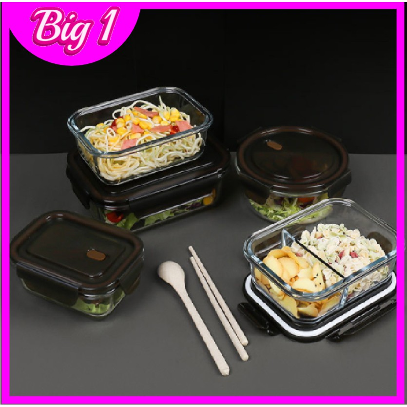 Combo 2 hộp cơm thủy tinh cao cấp 1000ML+680ML