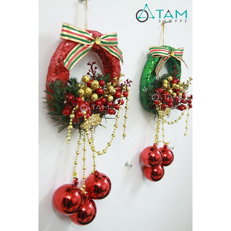 Vòng nguyệt quế Noel handmade kim sa số 11 ĐK 21cm