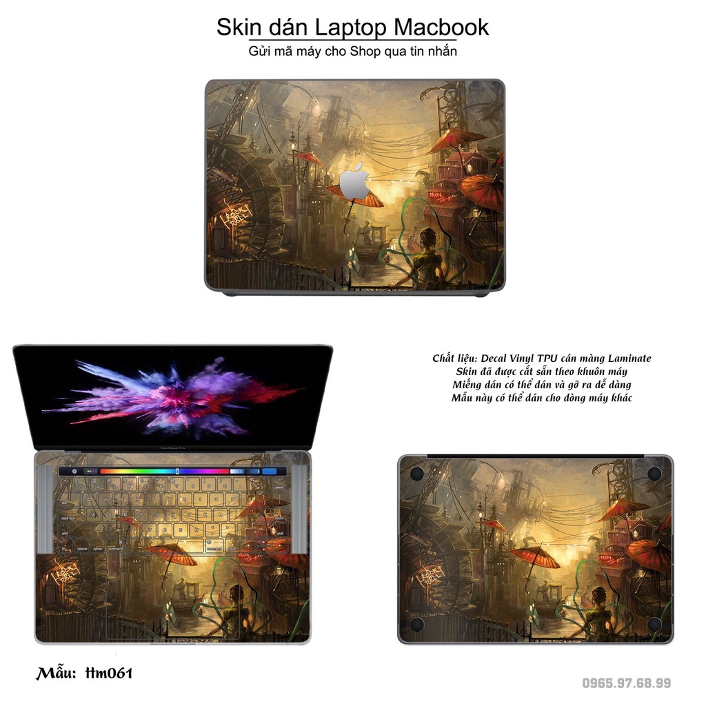 Skin dán Macbook mẫu Tranh thủy mặc (đã cắt sẵn, inbox mã máy cho shop)