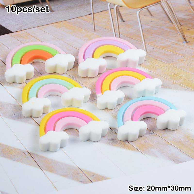 Set 10 Phụ Kiện Trang Trí Điện Thoại Hình Cầu Vồng/Mặt Trăng/Vương Miện/Đám Mây/Mặt Trời/Đám Mây