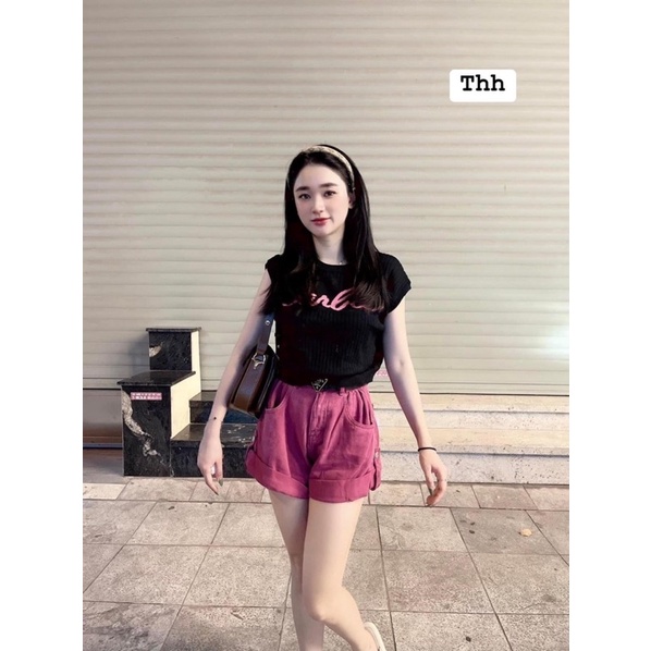 Áo thun len 3 lỗ monterghi chữ Barbie siêu hot