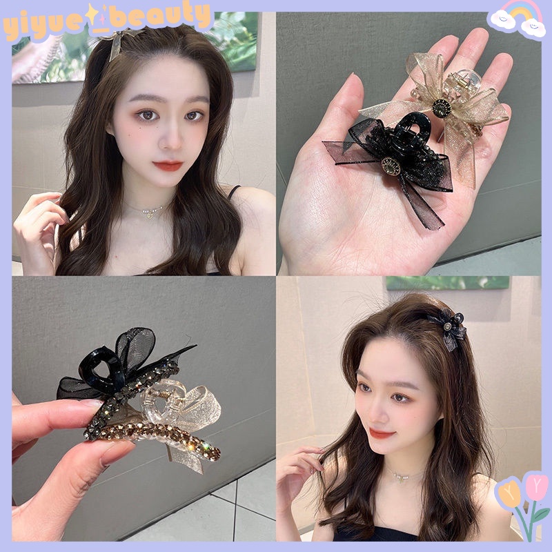 Kẹp Tóc Đuôi Ngựa Hai Mặt Đính Đá Hình Nơ Xinh Xắn Cho Nữ