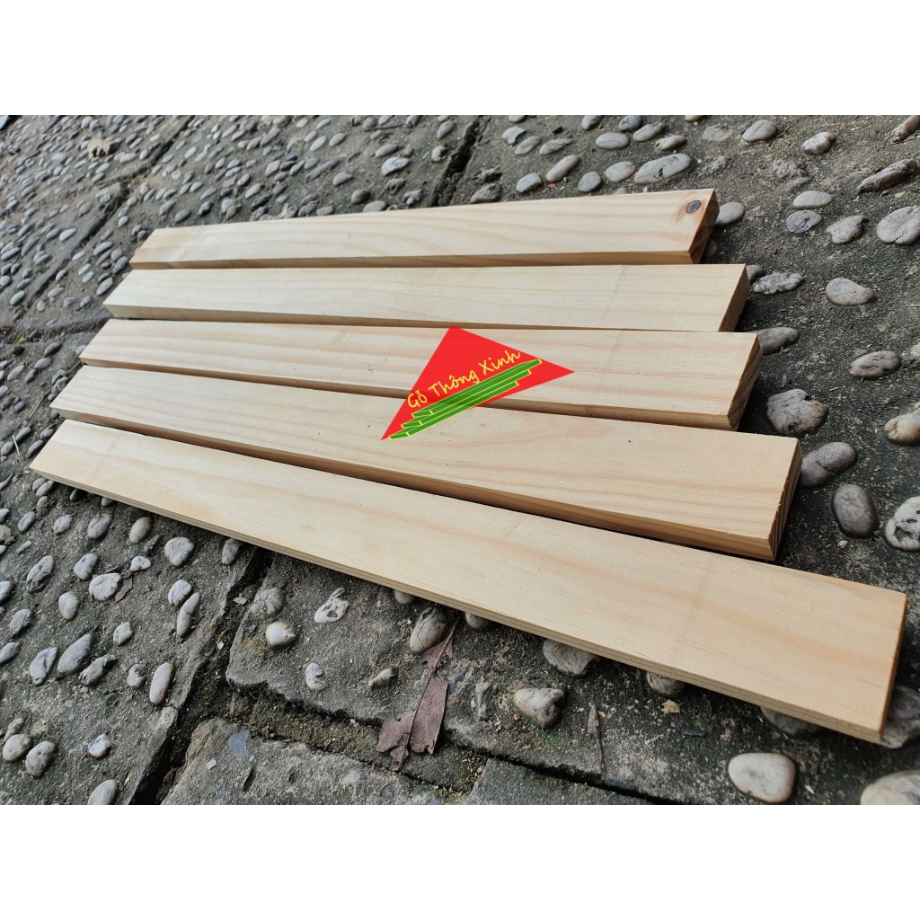 Combo 5 thanh gỗ thông vuông dài 40cm rộng 4cm, dày 1.4cm dùng được nhiều mục đích