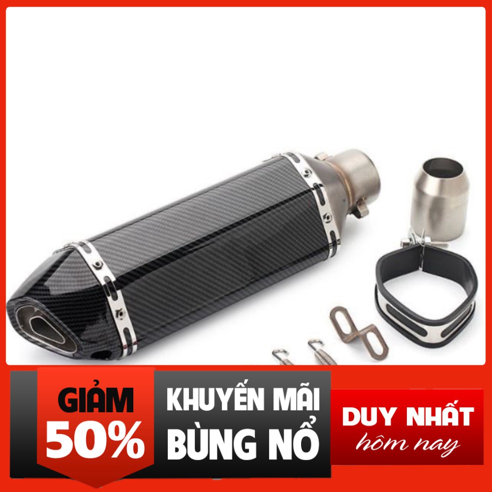 Lon Pô Akrapovic Lục Giác Bạc Và Full Carbon Đủ phụ kiện + Tiêu Pô