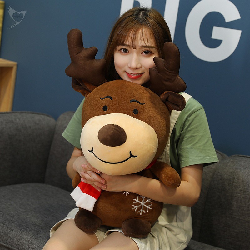 [d] Christmas Plush Toy Elk Doll Stuffed Animal Birthday Doll Pillow for Children Girl Women