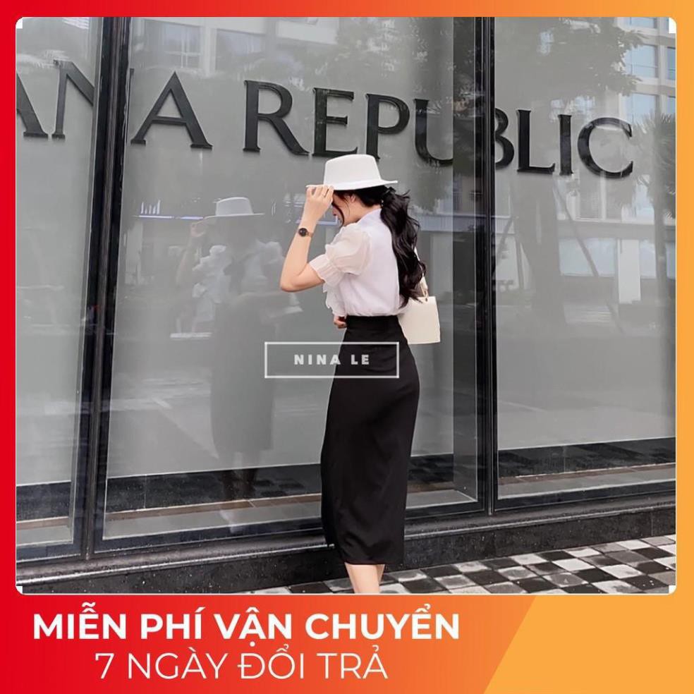 [ 𝐅𝐑𝐄𝐄 𝐒𝐇𝐈𝐏 ] Set Sơ Mi Viền Ren Họa Tiết Thắt Nơ Cổ Mix Chân Váy Xẻ