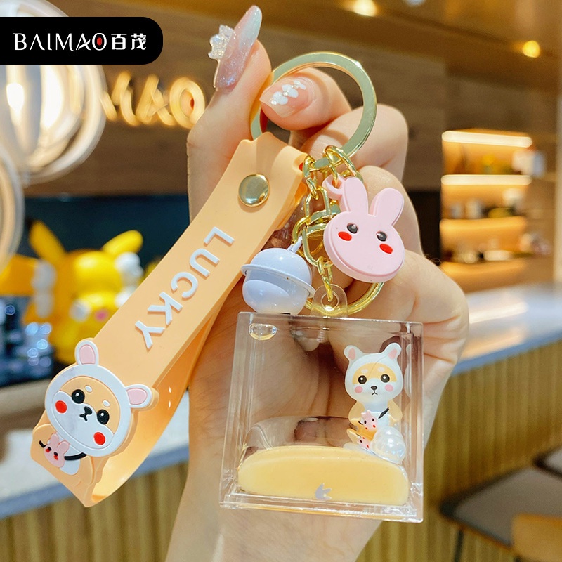 Móc Khóa cute hình vuông pha lê nhân vật hoạt hình đáng yêu, móc chìa khóa, móc túi sách thời trang