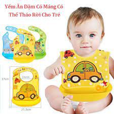 Yếm máng ăn dặm có máng hứng tháo rời cho bé