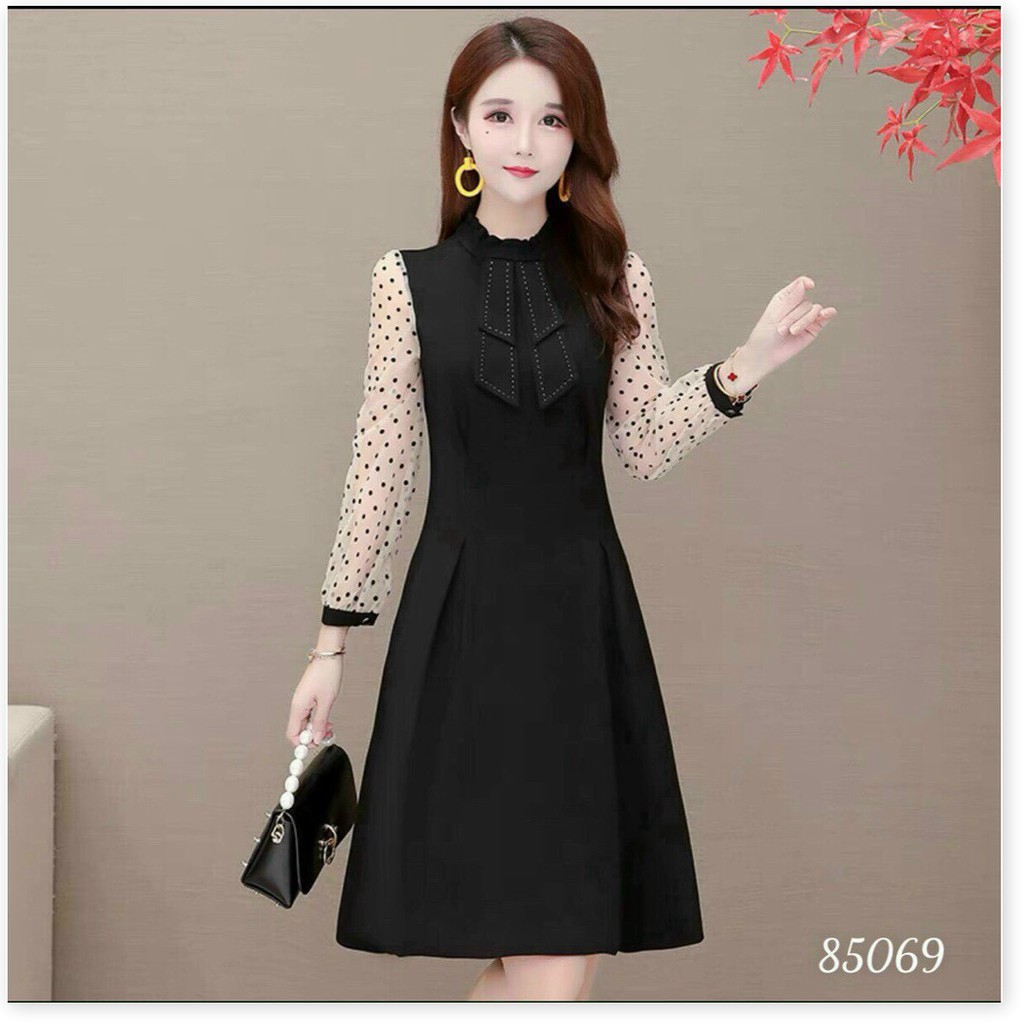 Đầm poly 2 da phối lưới kim tuyên tôn dáng cho các nàng KOKO MI STORE