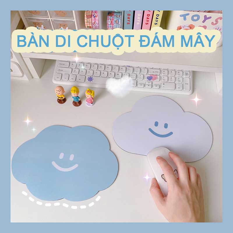 Tấm Lót Chuột Và Bàn Phím Máy Tính Chống Trượt Không Thấm Nước Họa Tiết Đám Mây Dễ Thương