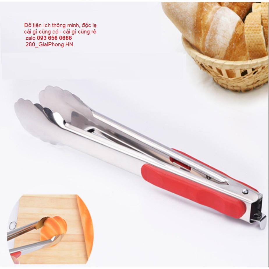 Kẹp thép không gỉ dùng gắp thức ăn chống trượt