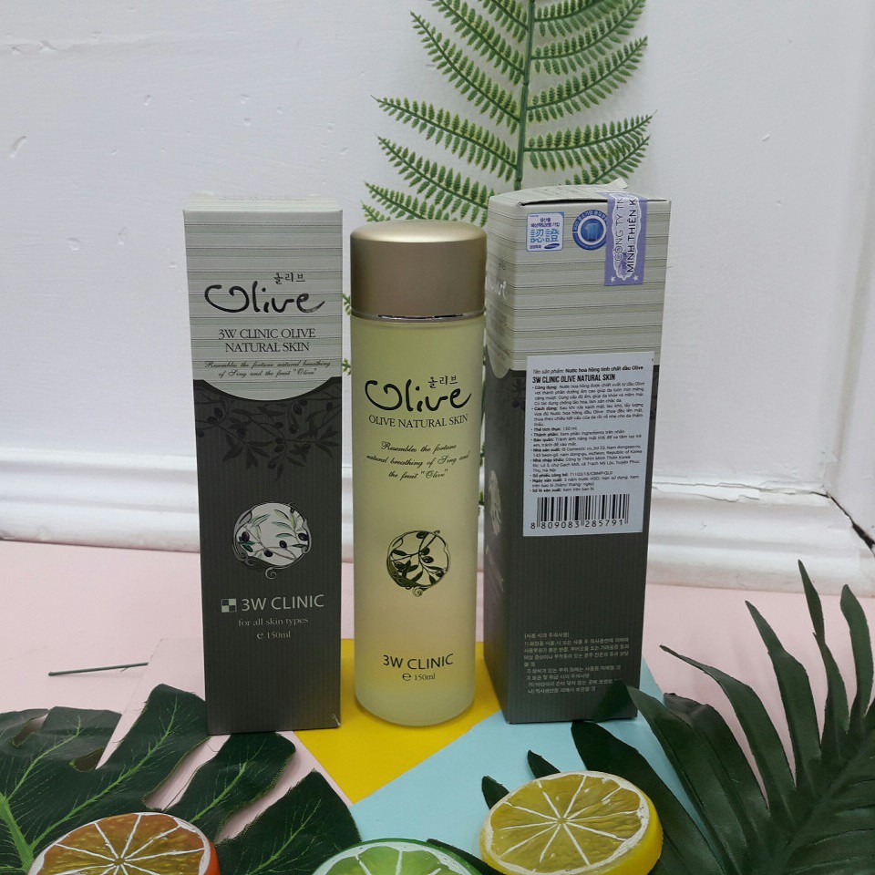 BỘ DƯỠNG TRẮNG DA TINH CHẤT OLIVE MỸ PHẨM HÀN QUỐC CHÍNH HÃNG 3W CLINIC OLIVE NATURAL SKIN OLIVE NATURAL EMULSION