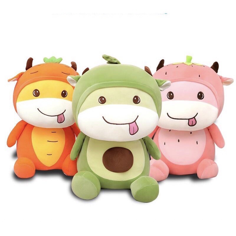 Gấu bông nhỏ thú nhồi bông cute bò sữa hoa quả mini giá rẻ kích thước 35cm