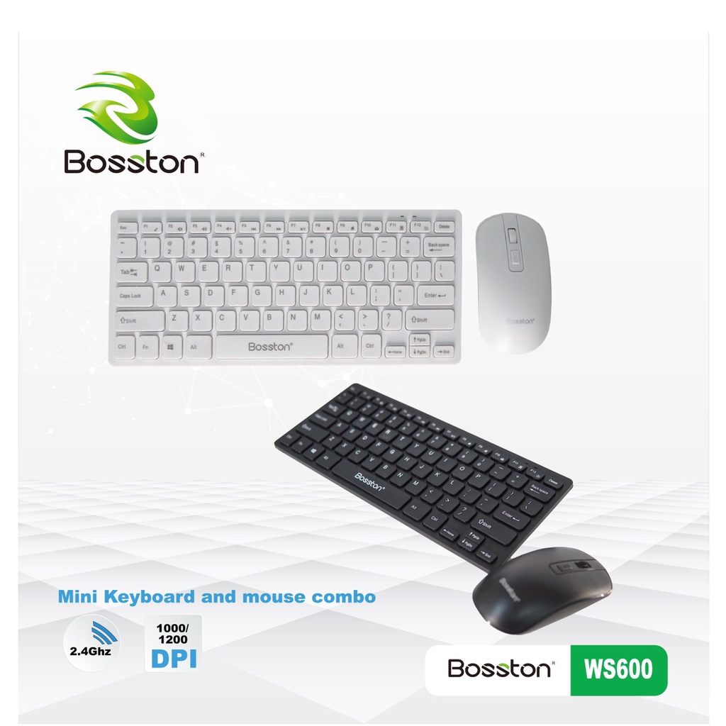 COMBO PHÍM CHUỘT KHÔNG DÂY BOSSTON WS600 . DÙNG USB WIRELESS KẾT NỐI. KHÔNG DÂY. VI TÍNH QUỐC DUY