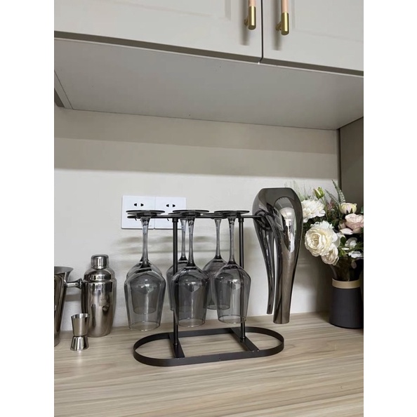 Set bình thở và ly vang thuỷ tinh màu xám sang trọng - Ly vang đỏ phong cách Bắc Âu
